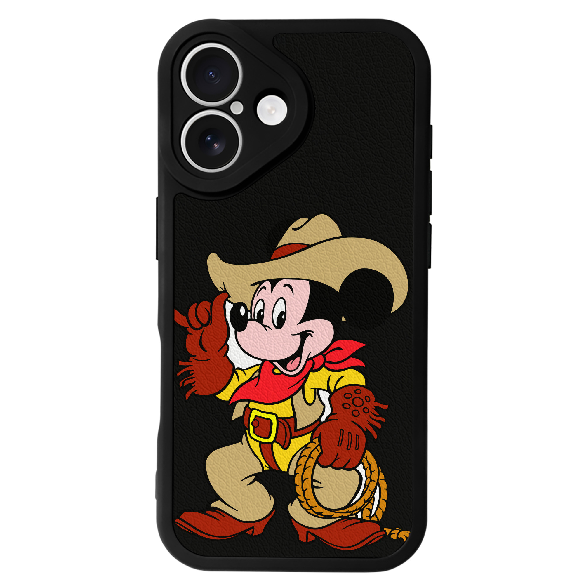 （画像用） ミッキーマウス Mickey Mouse 【iPhone 16シリーズ対応】シリコンスマホケース（レザー調） 材質：シリコン